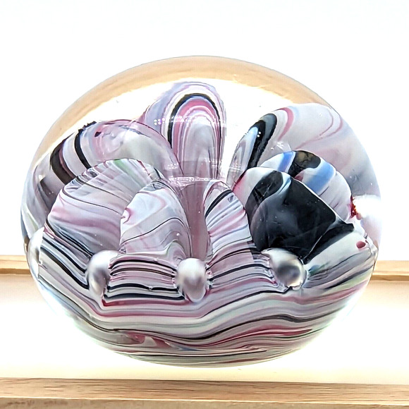 Vintage Bob St Clair Paperweight Pink Gray and White Tones with Embossed Mark - Picture 11 of 11